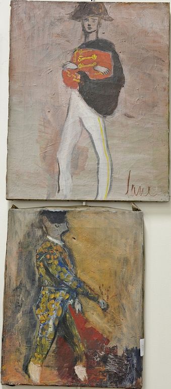 Appraisal: Two Kenneth Jay Lane oil on canvas of Matador both