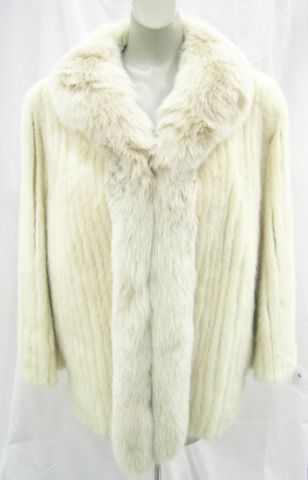 Appraisal: Ivory Mink Pieced Jacket with Fox Collar