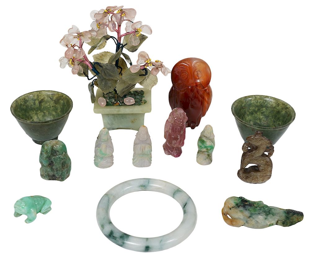 Appraisal: Pc Jade Carnelian Tourmaline Assortment piece assortment of jade tourmaline