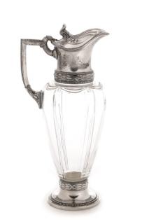 Appraisal: th C WMF Silver Crystal Claret Jug Pitcher WMF Germany