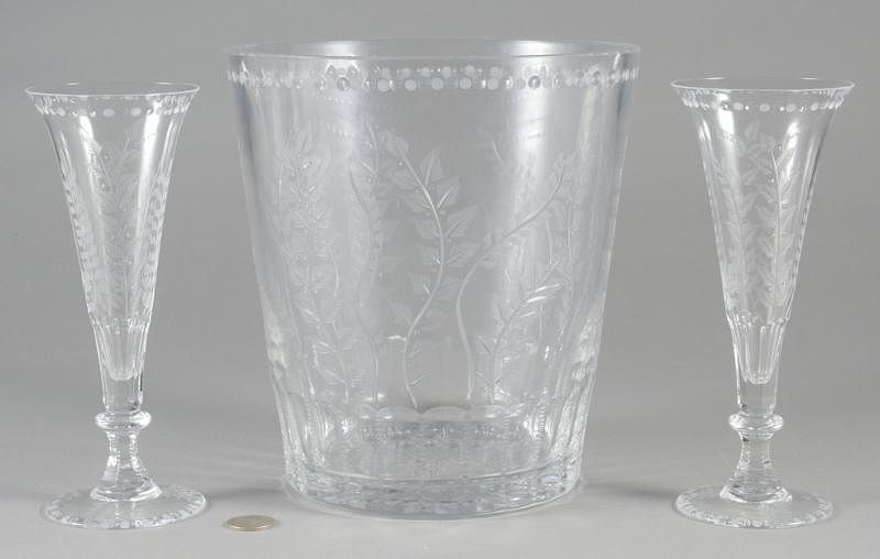 Appraisal: William Yeoward Fern Ice Bucket Flutes William Yeoward Fern pattern