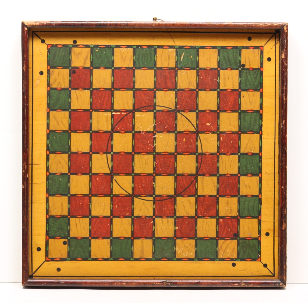 Appraisal: AMERICAN DOUBLE SIDED GAME BOARD Ca Green red and natural