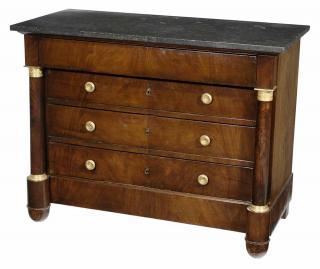 Appraisal: Empire Mahogany and Gilt Bronze Marble -Top Commode probably French