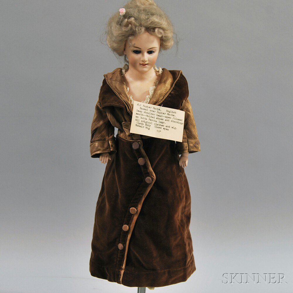 Appraisal: Papier-mache Turned Shoulder Head Lady Doll with expression of Heubach