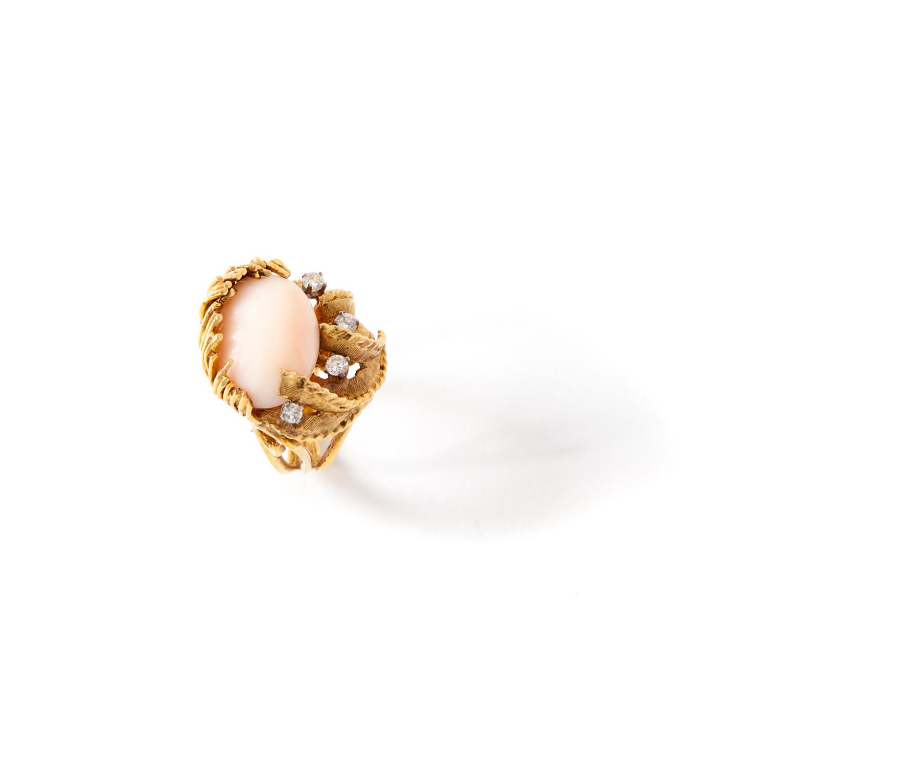 Appraisal: ANGEL SKIN CORAL RING American st century KYG ring designed