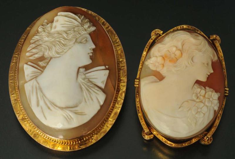 Appraisal: Lot of Antique K Gold Cameo Pins Condition Excellent Size