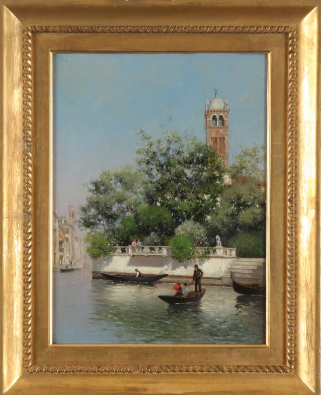 Appraisal: Canal scene oil on canvas x SLR Warren Sheppard Artist