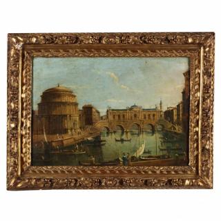 Appraisal: after Canaletto Italian circa oil on cradled panel unsigned presented