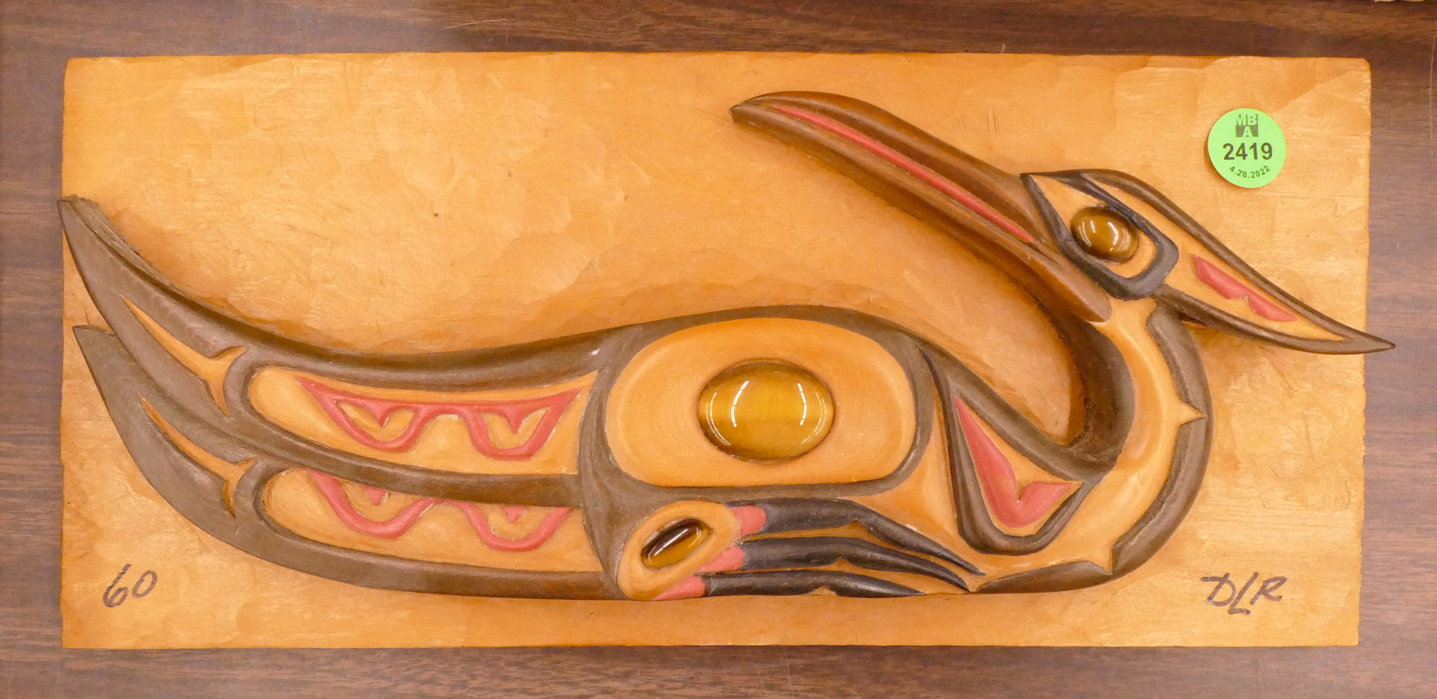 Appraisal: Dixy Lee Ray 'Loon' Cedar Carved Plaque- x ''