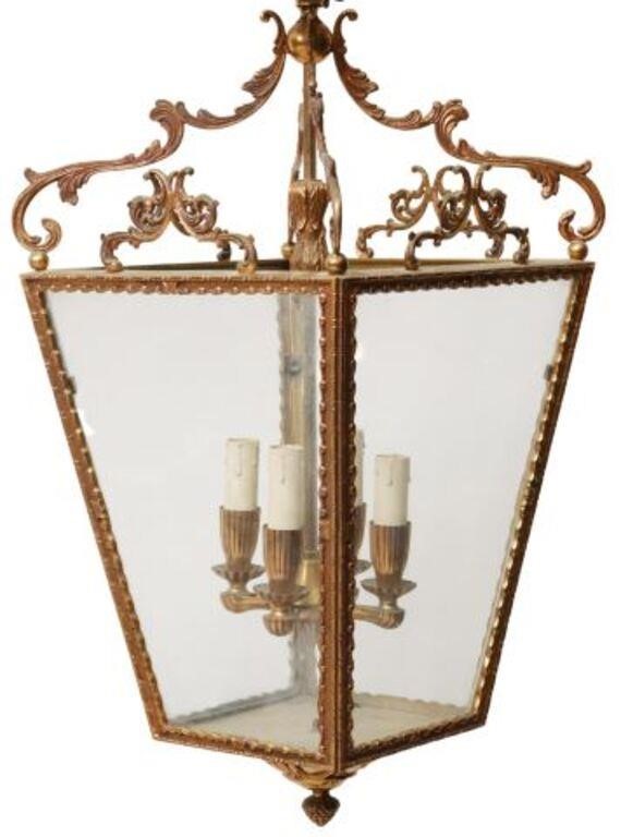 Appraisal: Louis XV style gilt metal hall lantern th c tapering