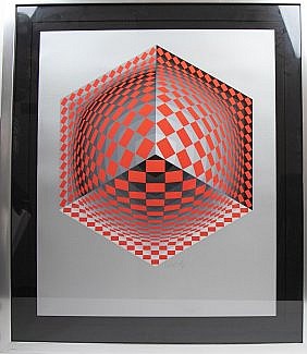 Appraisal: VICTOR VASARELY FRENCH HUNGARIAN - Composition Cinetique Cube Signed Vasarely