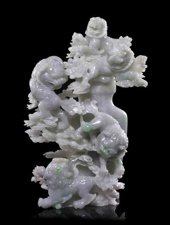 Appraisal: A Jadeite Carving of a Lidded Vase of pale green