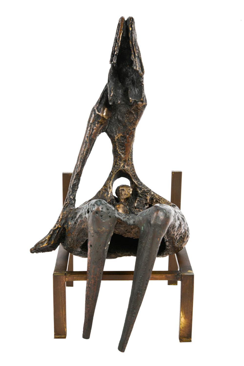 Appraisal: MODERNIST BRONZE FIGURAL GROUPunsigned depicting a mother and child resting