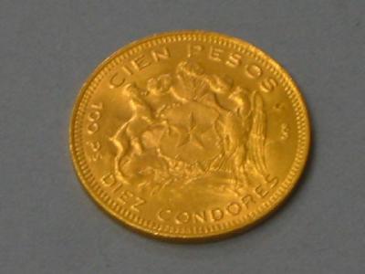 Appraisal: A CHILEAN GOLD PESOS COIN dated g