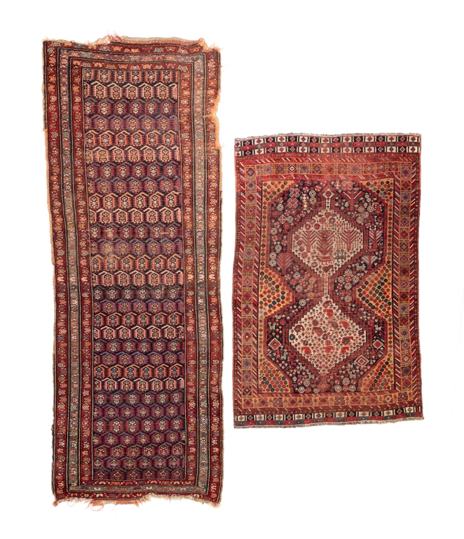 Appraisal: TWO ORIENTAL RUGS First quarter th century Serebend runner Loss