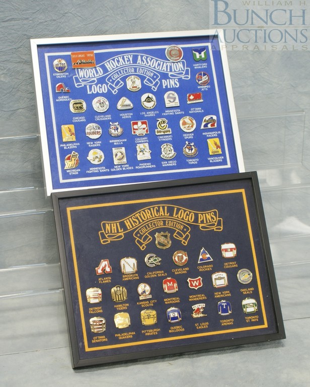 Appraisal: Framed pin collections World Hockey Association Collector Edition Logo Pins