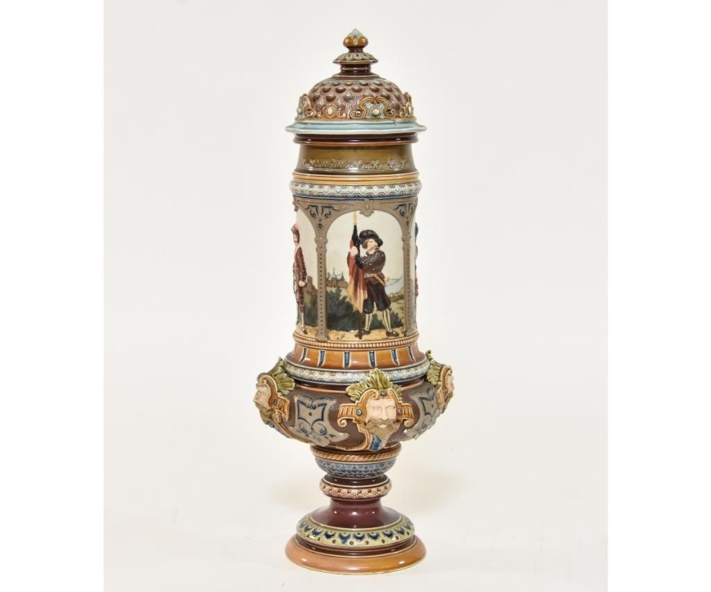 Appraisal: Mettlach Pokal stein by Villeroy Boch with four relief figural