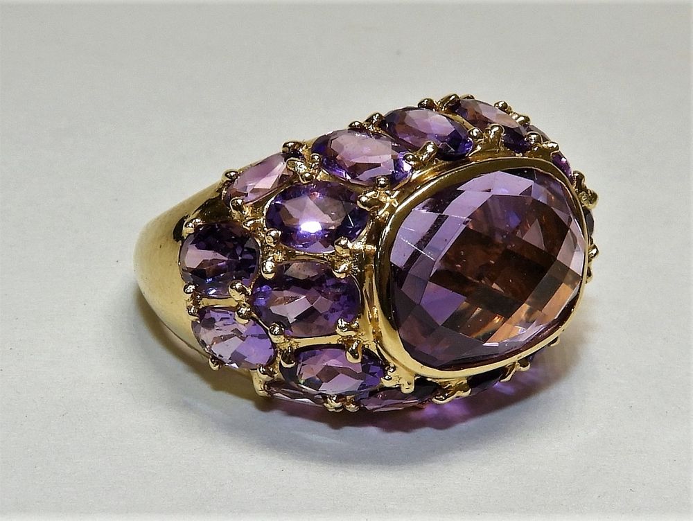 Appraisal: Ladies K Yellow Gold Amethyst Cocktail Ring China th Century