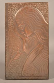 Appraisal: Russian Art Nouveau Hand Embossed Copper Plaque Portrait of a