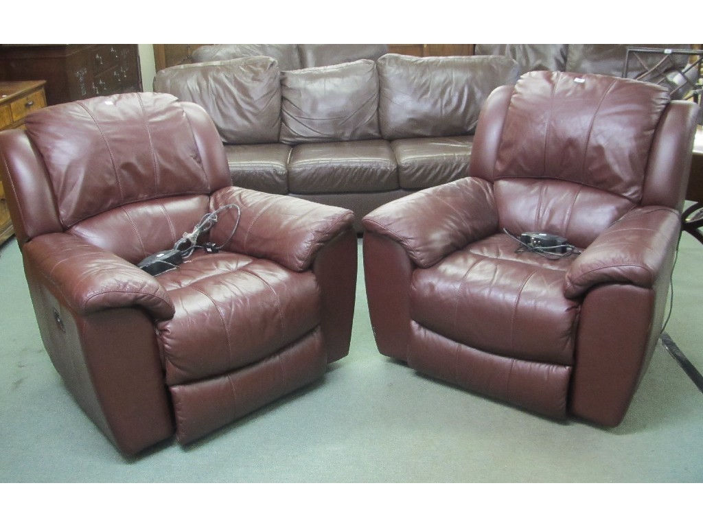 Appraisal: Pair of leather reclining armchairs