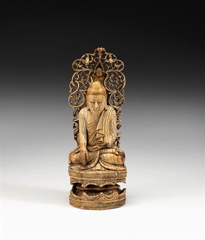 Appraisal: Fine Burmese elephant ivory Buddha figure th century Seated in