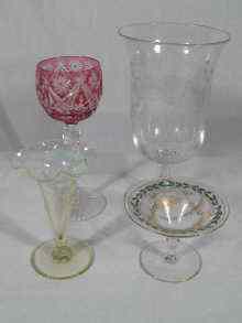 Appraisal: A wheel engraved celery glass a gilt sweetmeat glass a