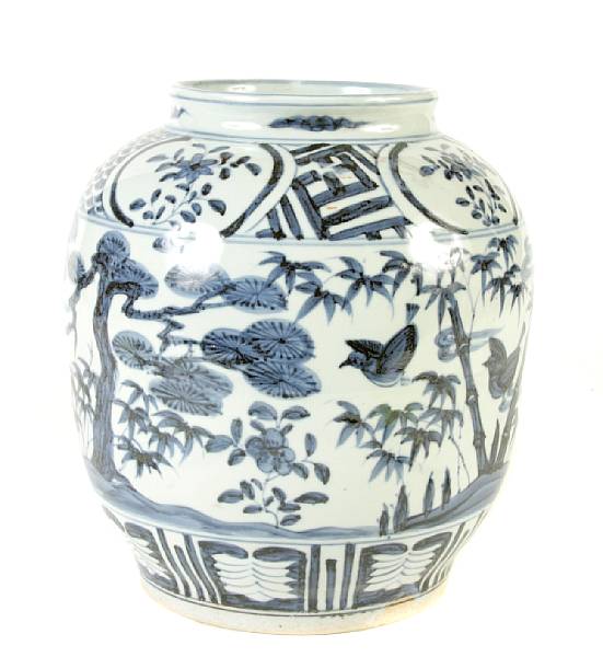 Appraisal: A pair of Ming style blue and white porcelain jars