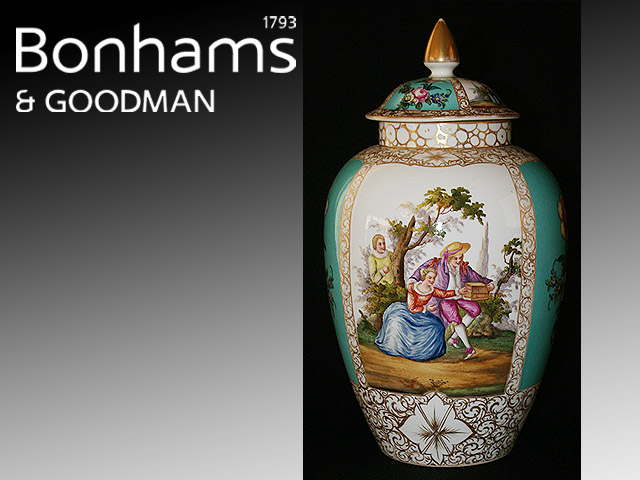 Appraisal: A Helena Wolfsohn vase and cover with alternating figural and