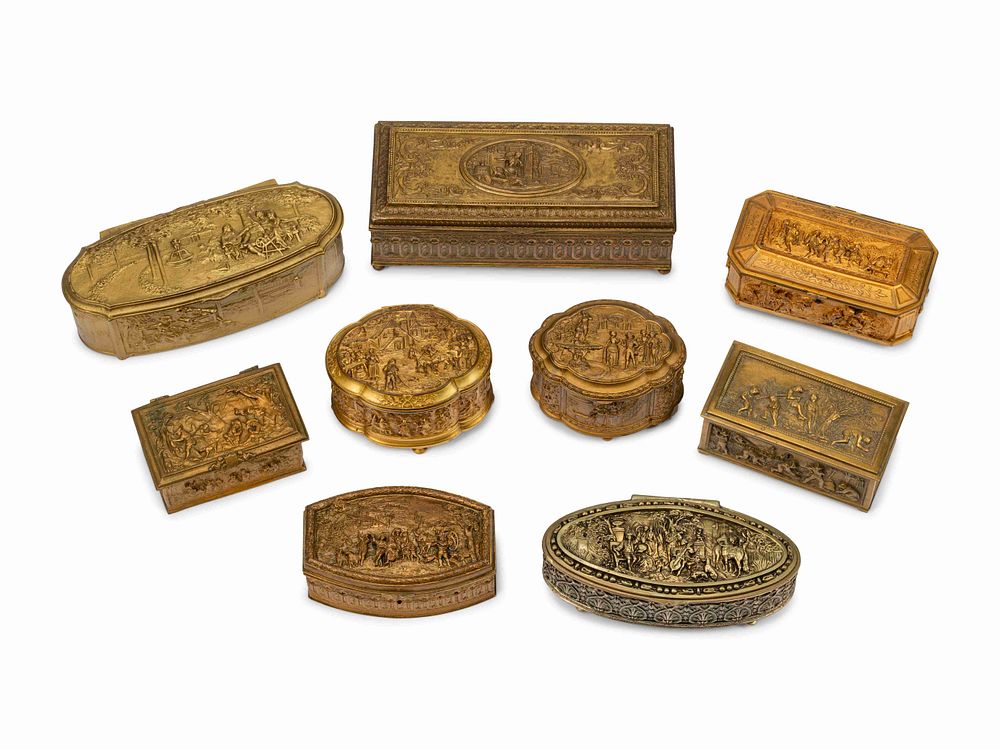 Appraisal: A Collection of Nine Continental Bronze Boxes A Collection of