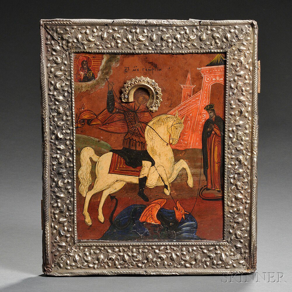 Appraisal: Russian Icon Depicting St George Slaying the Dragon early th