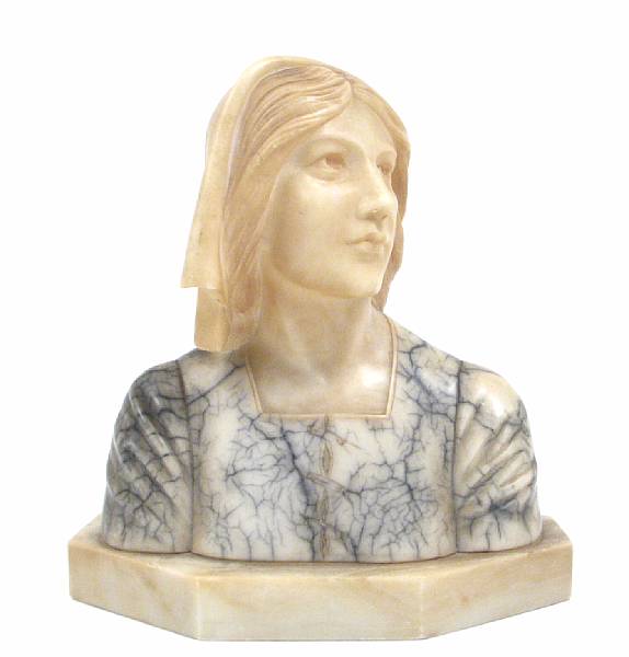 Appraisal: An Italian alabaster bust of a maiden height in width