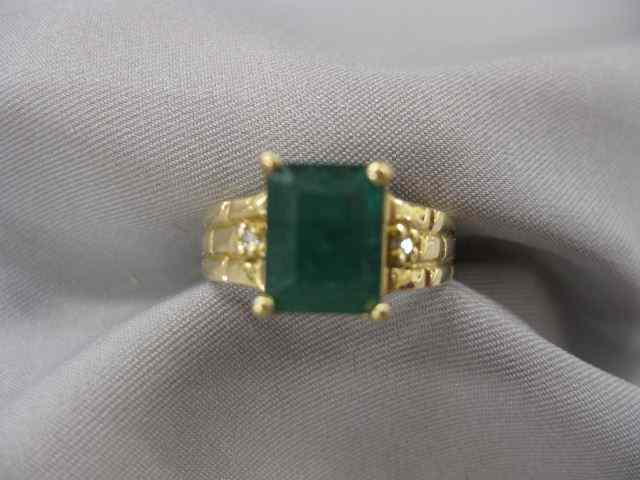 Appraisal: Emerald Diamond Ring carat emerald cut gem with diamond on