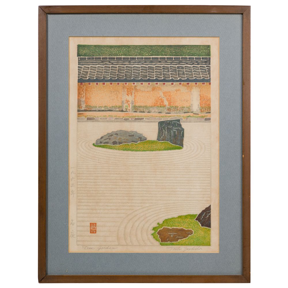 Appraisal: YOSHIDA TOSHI JAPANESE - STONE GARDEN WOODBLOCK PRINTUndated pencil signed