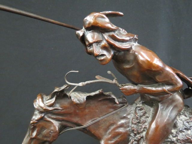 Appraisal: Bronze Statue Cheyenne Indianwarrior on horseback after Frederic Remington tall