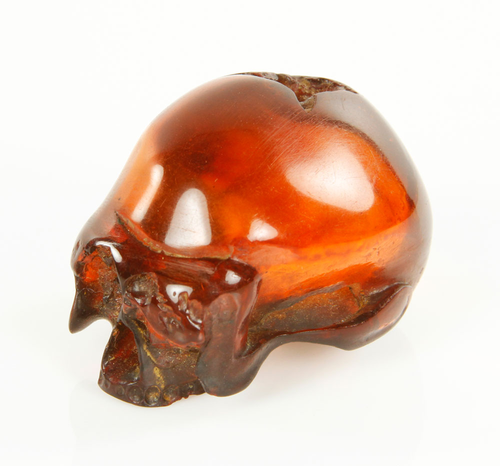 Appraisal: - Carved Amber Skull Skull carved amber x Provenance MA