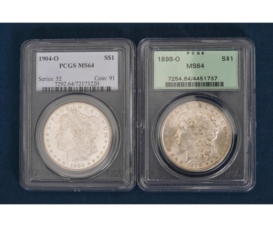 Appraisal: Two Morgan Dollars PCGS MS certification -O certification -O certification