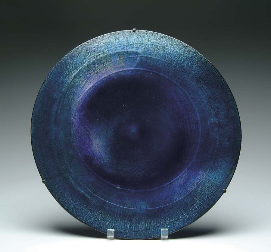 Appraisal: TIFFANY RONDEL Spectacular Tiffany favrile Rondel has wonderful blue iridescence