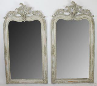 Appraisal: Pair of French Louis XVI mirrors with cherubs A pair