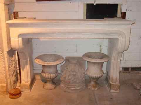 Appraisal: LIMESTONE CHIMNEY PIECE FIREPLACE MANTEL possibly th C with rectangular