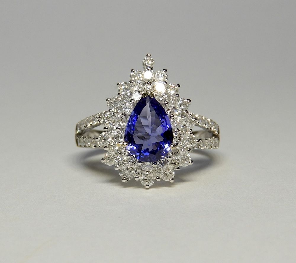 Appraisal: K White Gold Tanzanite Diamond Cocktail Ring Orianne Collins Jewellery