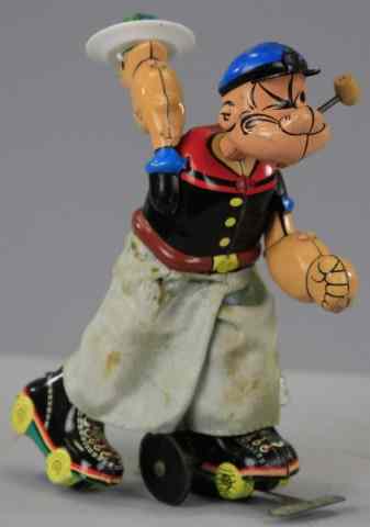 Appraisal: POPEYE SKATER Linemar Toys lithographed tin clockwork action familiar character