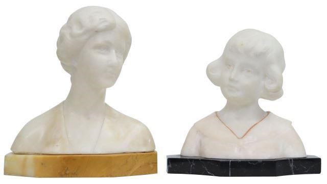 Appraisal: lot of Continental carved alabaster busts each depicting young woman