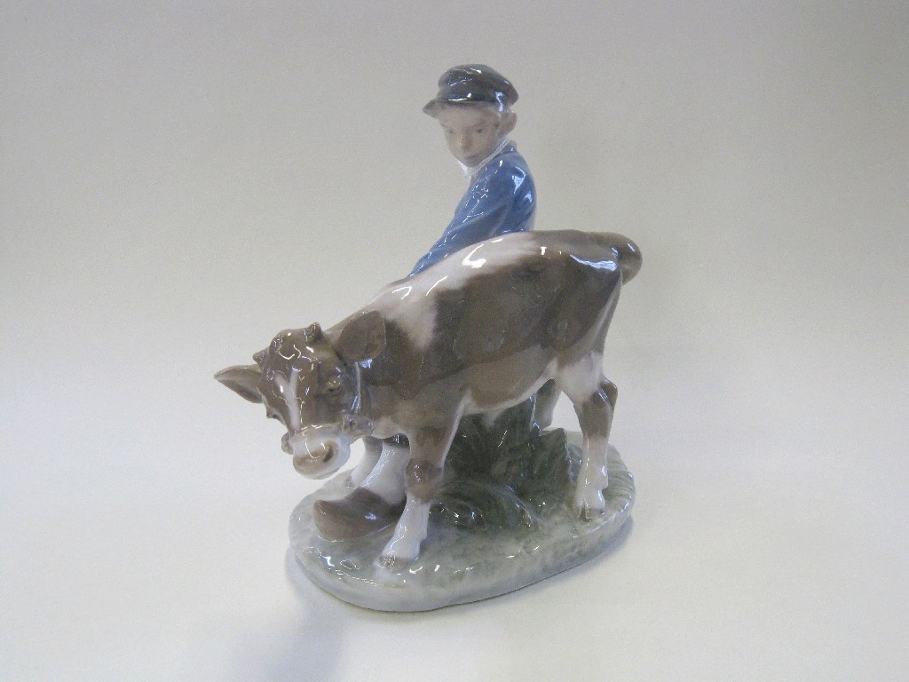 Appraisal: Royal Copenhagen figure of a boy and a calf model