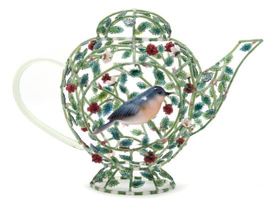 Appraisal: Figural Glass Sculpture in the form of a teapot with