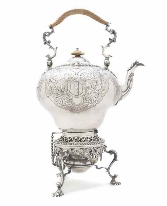 Appraisal: An English Silver Kettle on Stand Robert Garrard I London