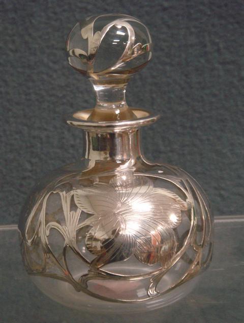 Appraisal: Silver overlay scent bottle round body height small chip on