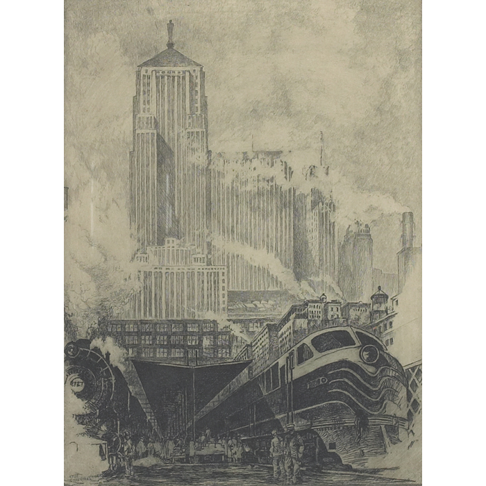 Appraisal: Kent Hagerman American - ''Trackside - Chicago '' c etching