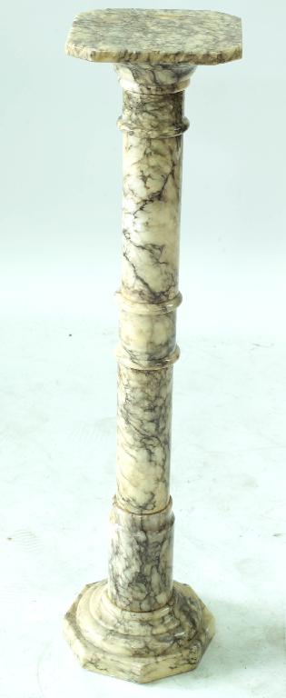 Appraisal: MARBLE TORCHERE STAND the octagonal stepped base beneath a cylindrical