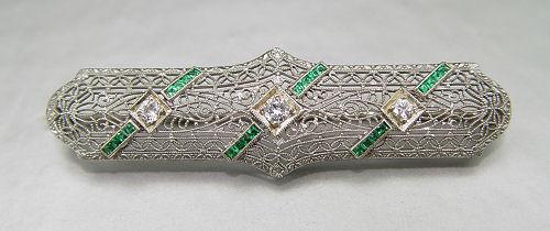 Appraisal: K FILIGREE DIAMOND BAR PIN K white gold filigree brooch