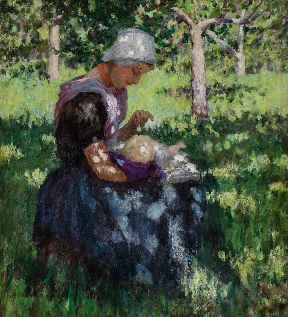 Appraisal: GEORGE HITCHCOCK American - Mother and Child in a Garden